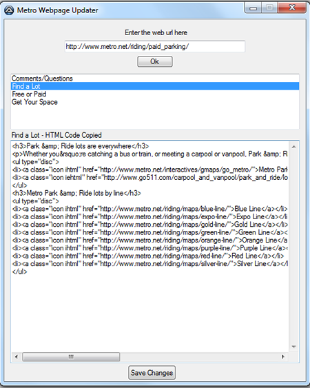 Metro Webpage Updater