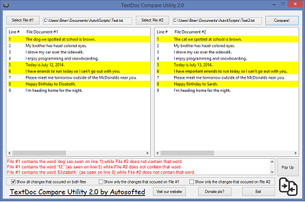 TextDoc Compare Utility GUI
